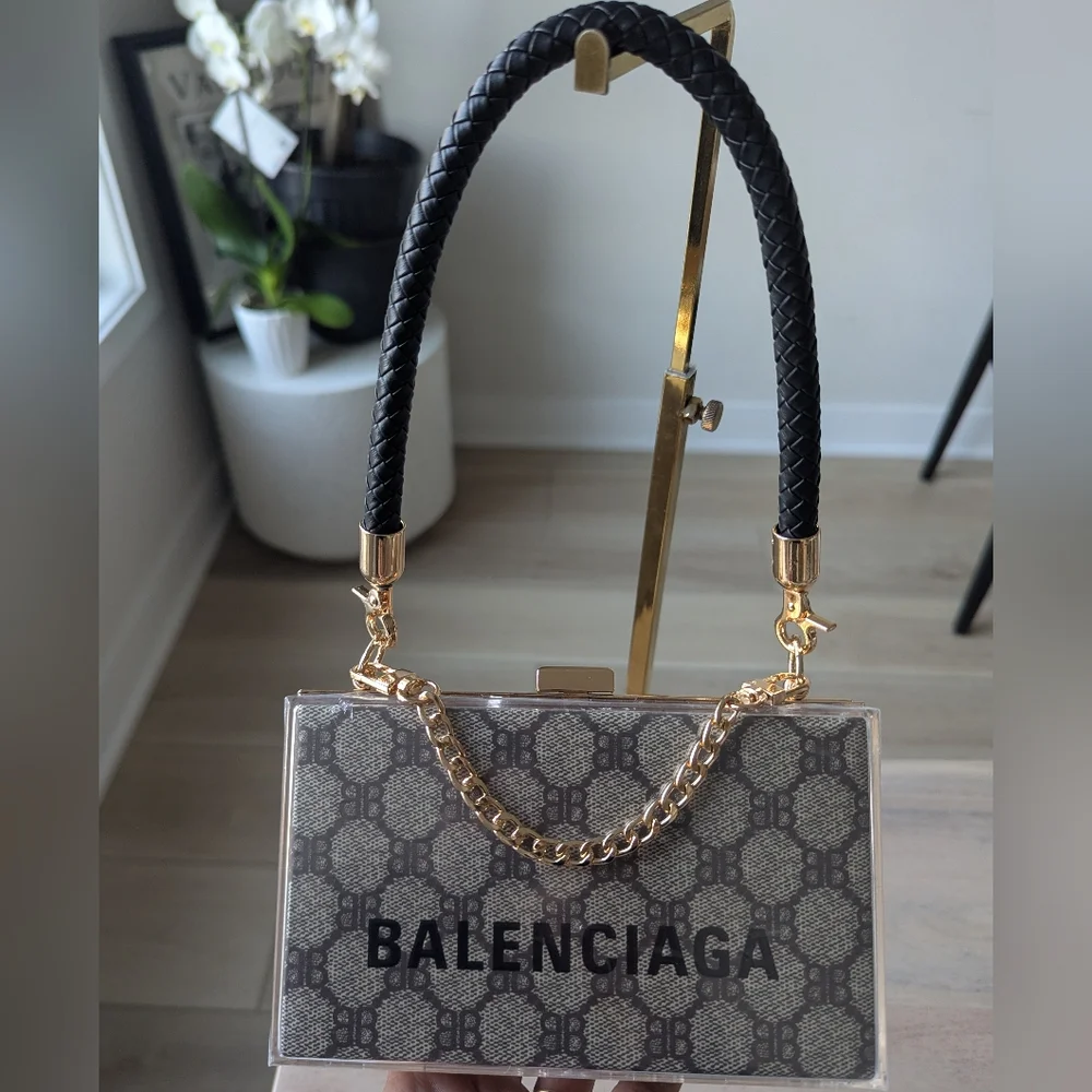 Upcycled Balenciaga X Gucci Paper Shopping Bag Novelty Clutch Transformation